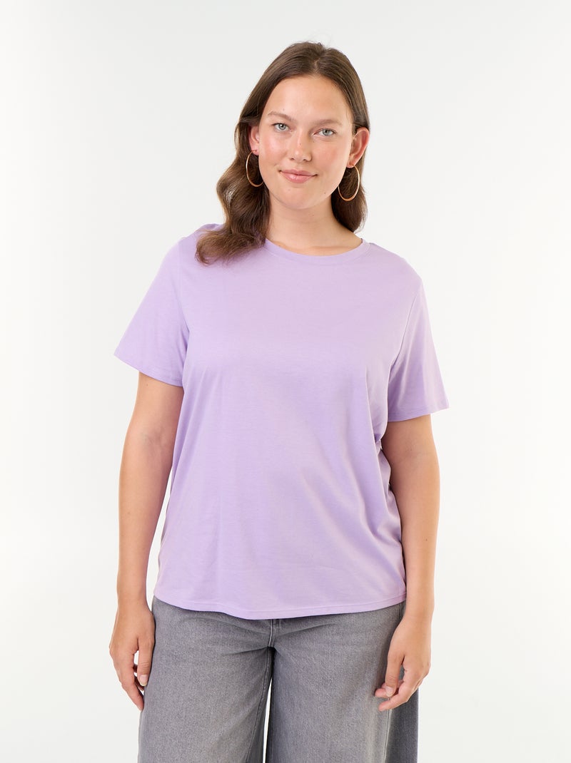T-shirt van jerseystof met korte mouwen Paars - Kiabi