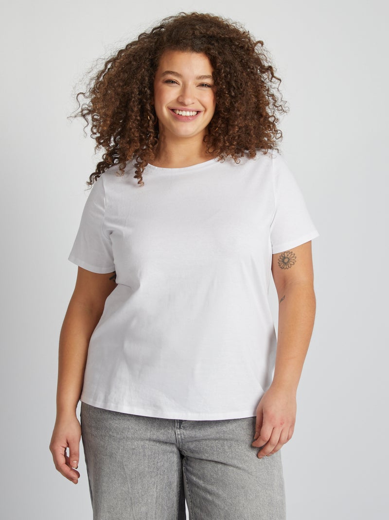 T-shirt van jerseystof met korte mouwen wit - Kiabi