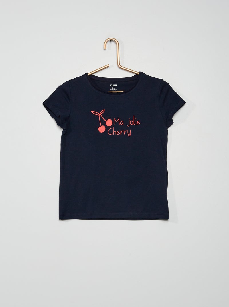 T-shirt van jerseystof met print BLAUW - Kiabi
