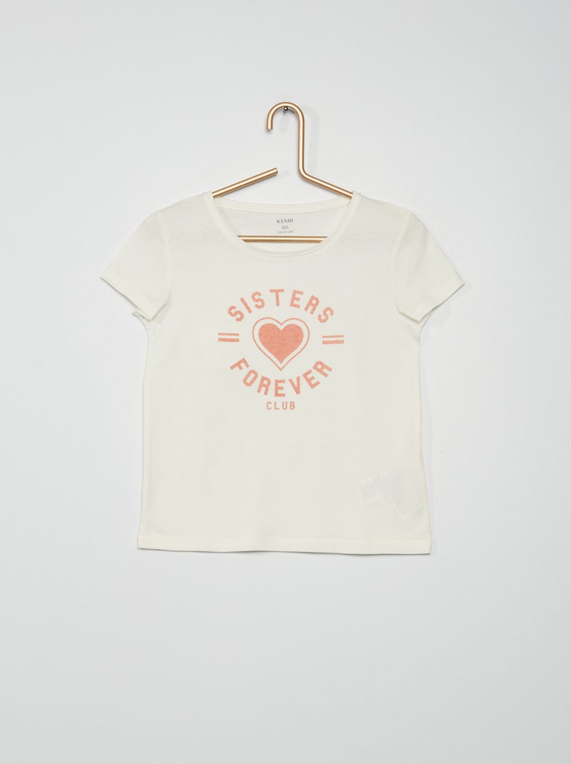 T-shirt van jerseystof met print WIT - Kiabi