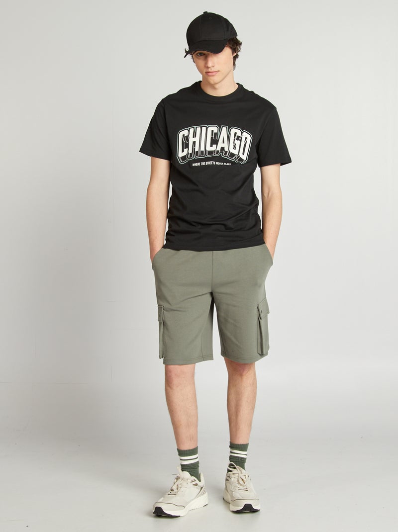 T-shirt van jerseystof met print ZWART - Kiabi