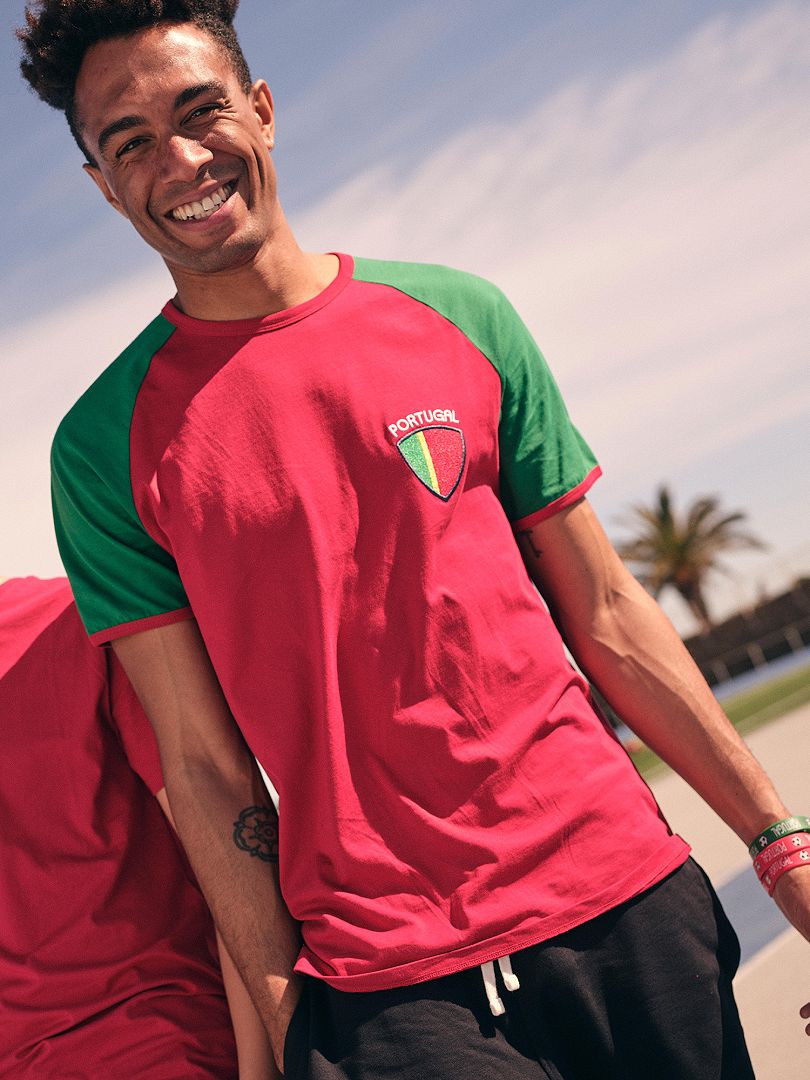 T-shirt van jerseystof 'Portugal' ROOD - Kiabi