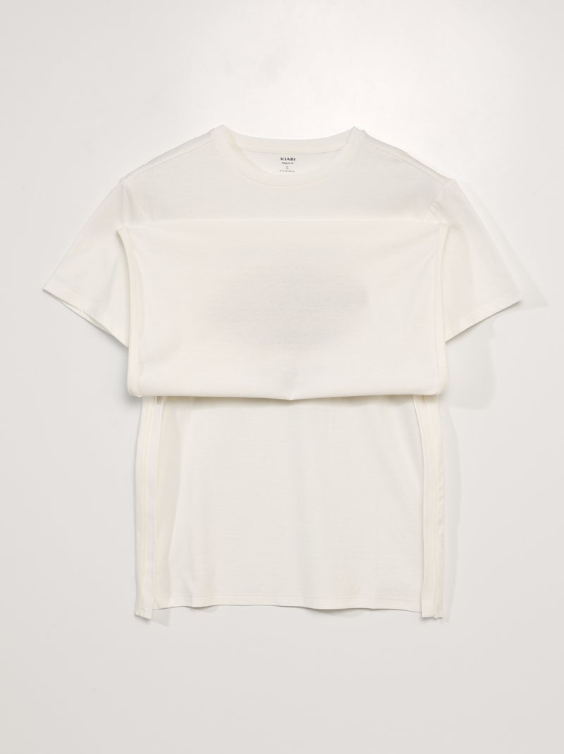 T-shirt van jerseytricot - collectie makkelijk aan te trekken WIT - Kiabi