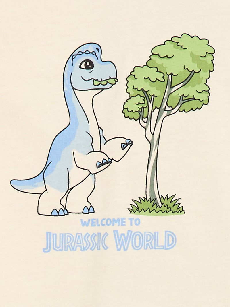 T-shirt van jerseytricot met 'Jurassic World'-print Biege - Kiabi