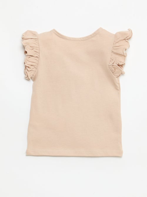 T-shirt van jerseytricot met korte, geplooide mouwen - Kiabi