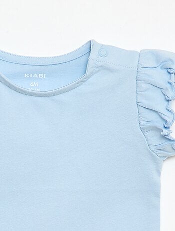 T-shirt van jerseytricot met korte, geplooide mouwen