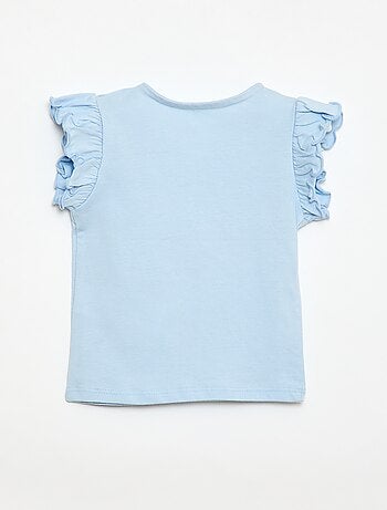 T-shirt van jerseytricot met korte, geplooide mouwen
