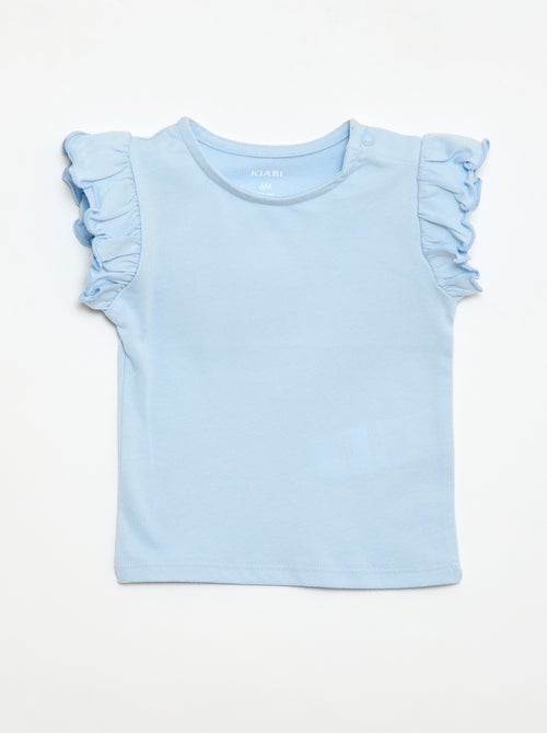 T-shirt van jerseytricot met korte, geplooide mouwen - Kiabi