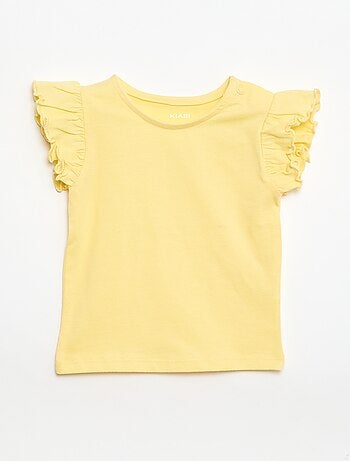 T-shirt van jerseytricot met korte, geplooide mouwen