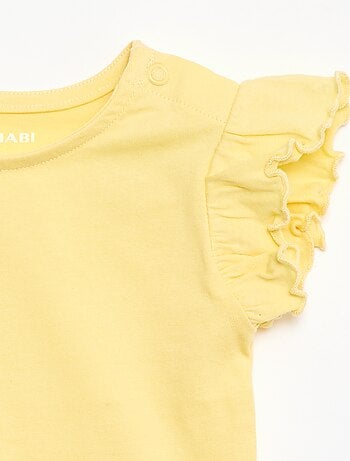 T-shirt van jerseytricot met korte, geplooide mouwen