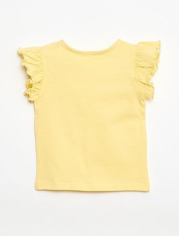 T-shirt van jerseytricot met korte, geplooide mouwen