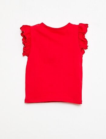 T-shirt van jerseytricot met korte, geplooide mouwen