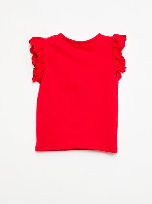 T-shirt van jerseytricot met korte, geplooide mouwen - Kiabi