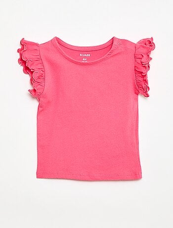 T-shirt van jerseytricot met korte, geplooide mouwen