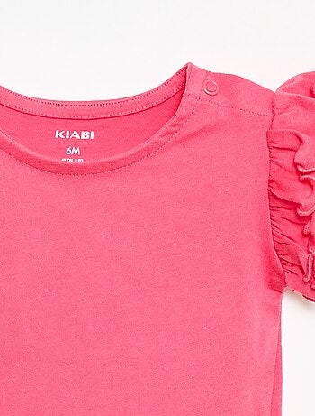 T-shirt van jerseytricot met korte, geplooide mouwen