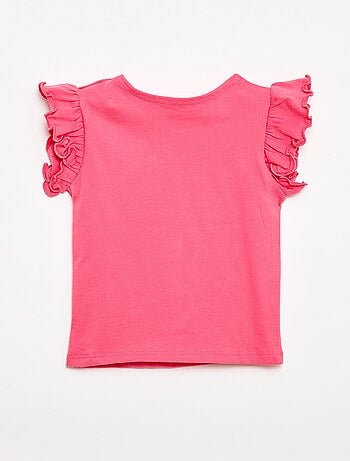 T-shirt van jerseytricot met korte, geplooide mouwen