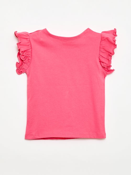 T-shirt van jerseytricot met korte, geplooide mouwen - Kiabi