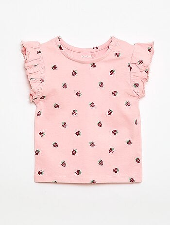 T-shirt van jerseytricot met korte, geplooide mouwen