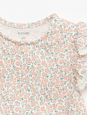T-shirt van jerseytricot met korte, geplooide mouwen