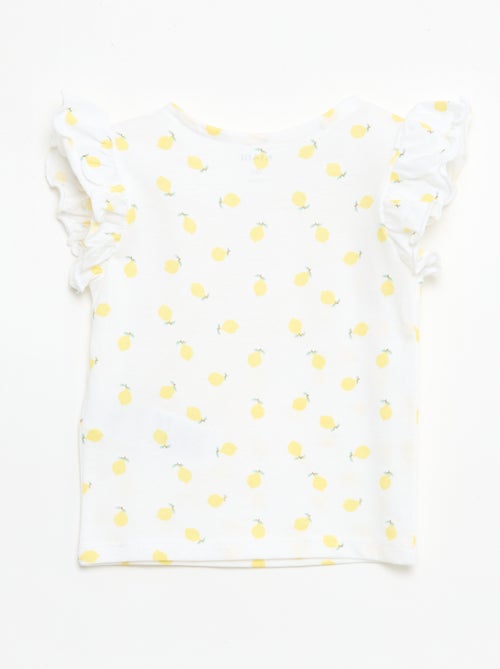 T-shirt van jerseytricot met korte, geplooide mouwen - Kiabi