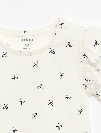 T-shirt van jerseytricot met korte, geplooide mouwen