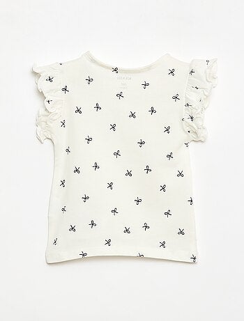 T-shirt van jerseytricot met korte, geplooide mouwen