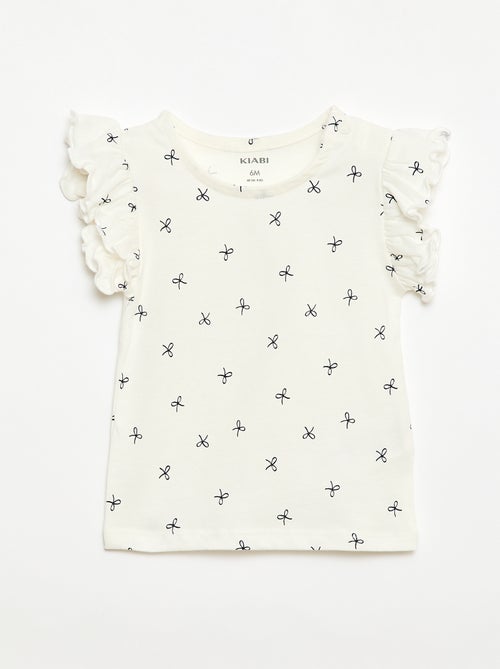 T-shirt van jerseytricot met korte, geplooide mouwen - Kiabi