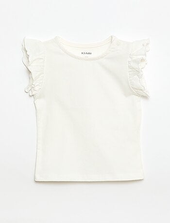 T-shirt van jerseytricot met korte, geplooide mouwen
