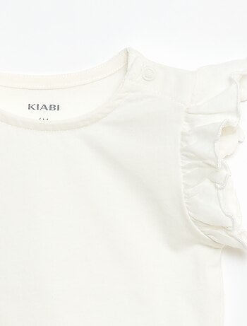 T-shirt van jerseytricot met korte, geplooide mouwen