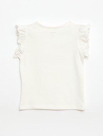 T-shirt van jerseytricot met korte, geplooide mouwen
