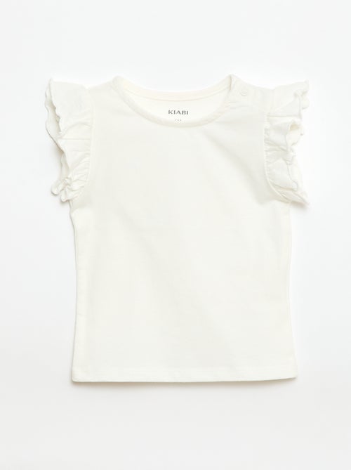 T-shirt van jerseytricot met korte, geplooide mouwen - Kiabi