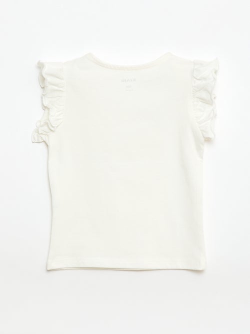 T-shirt van jerseytricot met korte, geplooide mouwen - Kiabi