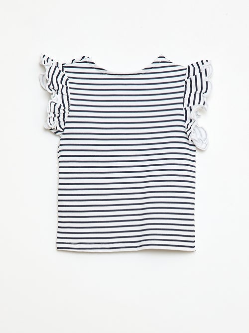 T-shirt van jerseytricot met korte, geplooide mouwen - Kiabi