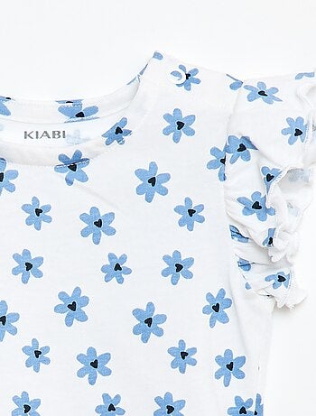 T-shirt van jerseytricot met korte, geplooide mouwen