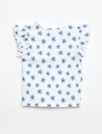T-shirt van jerseytricot met korte, geplooide mouwen