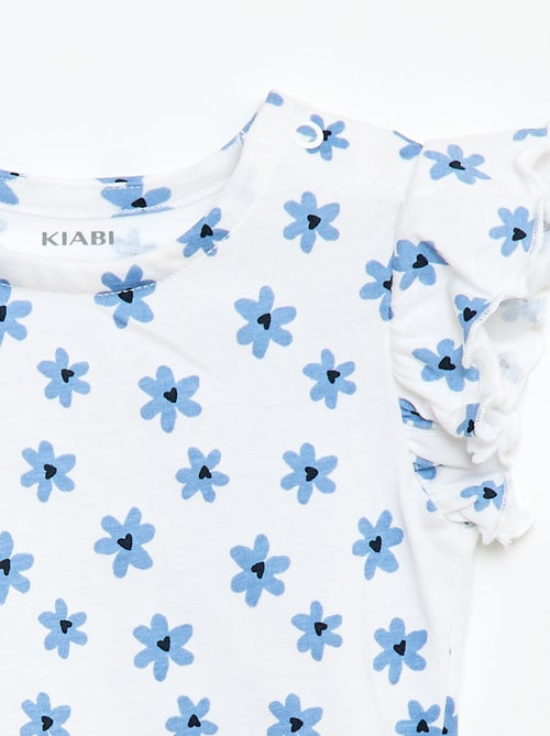 T-shirt van jerseytricot met korte, geplooide mouwen - Kiabi