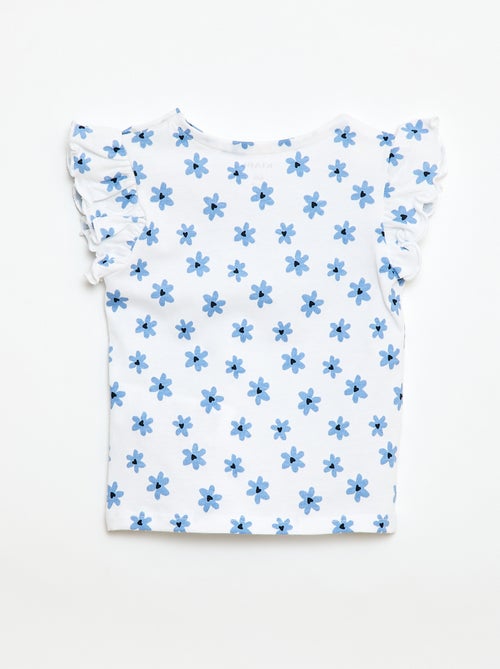 T-shirt van jerseytricot met korte, geplooide mouwen - Kiabi