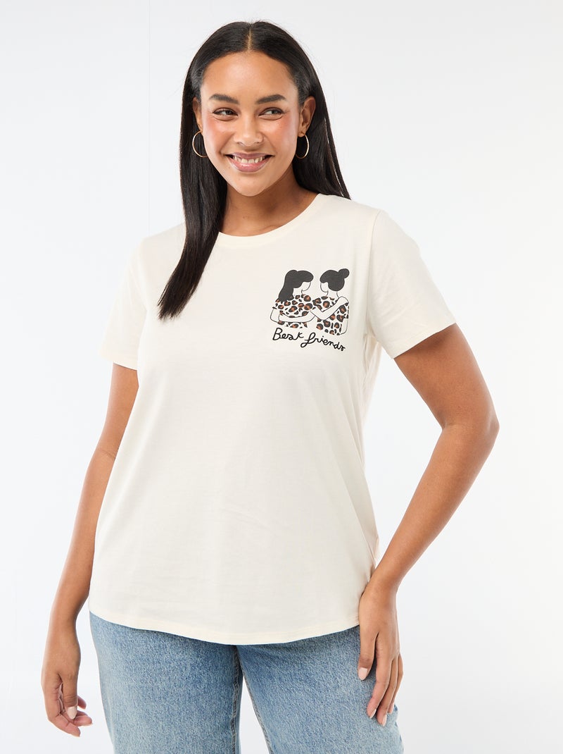 T-shirt van jerseytricot met korte mouwen 'Agathe Sorlet x Kiabi' - Valentijnsdag Wit - Kiabi