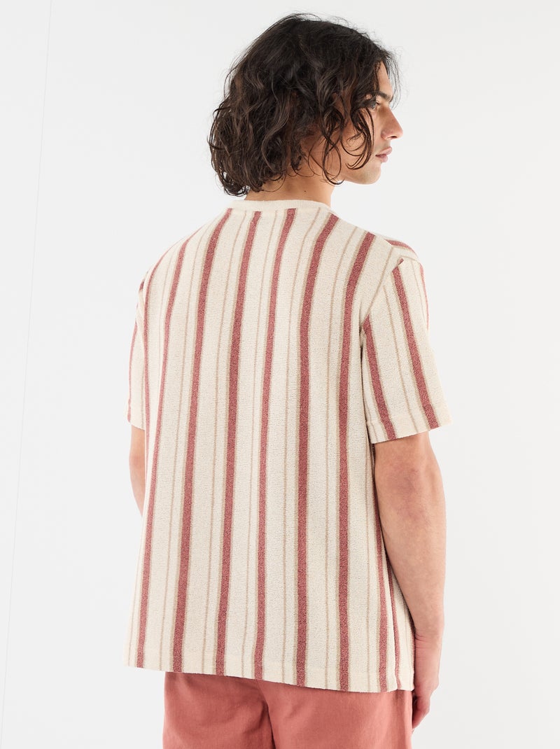 T-shirt van jerseytricot met korte mouwen Biege - Kiabi