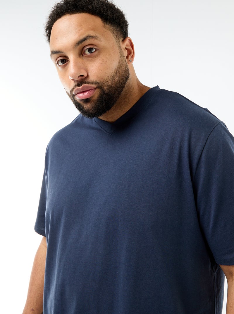 T-shirt van jerseytricot met korte mouwen Blauw - Kiabi