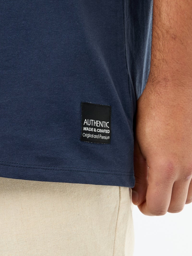 T-shirt van jerseytricot met korte mouwen Blauw - Kiabi