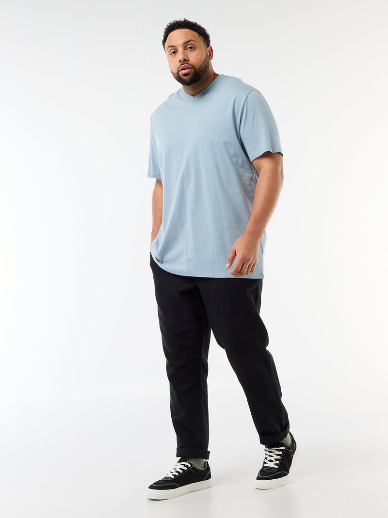 T-shirt van jerseytricot met korte mouwen Blauw - Kiabi