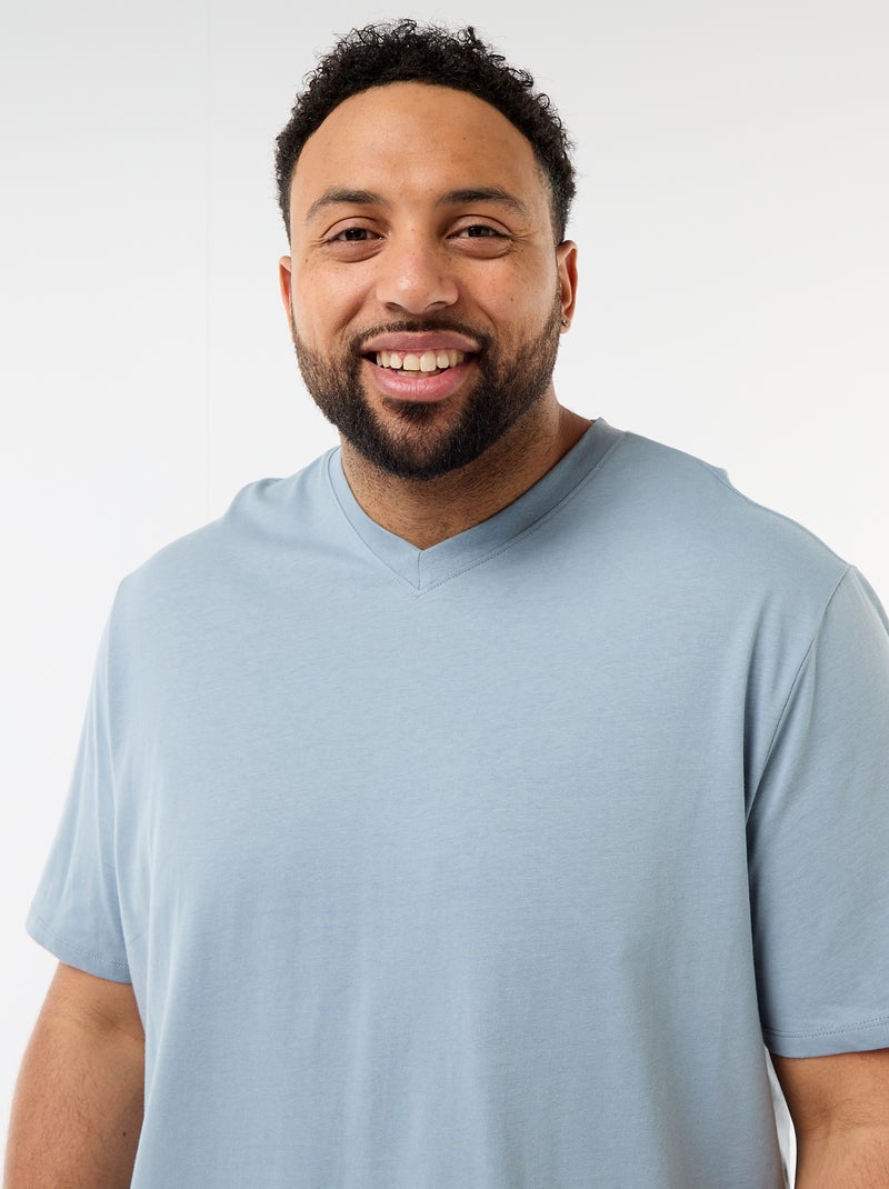 T-shirt van jerseytricot met korte mouwen Blauw - Kiabi