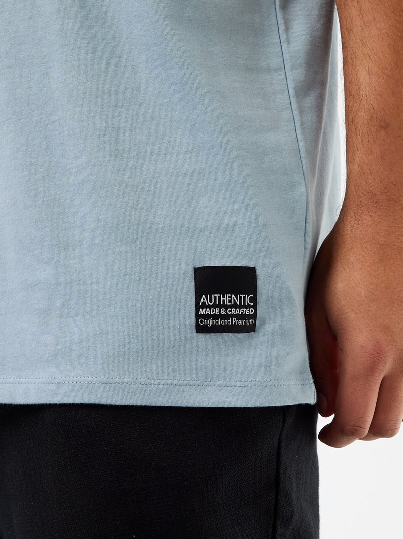 T-shirt van jerseytricot met korte mouwen Blauw - Kiabi