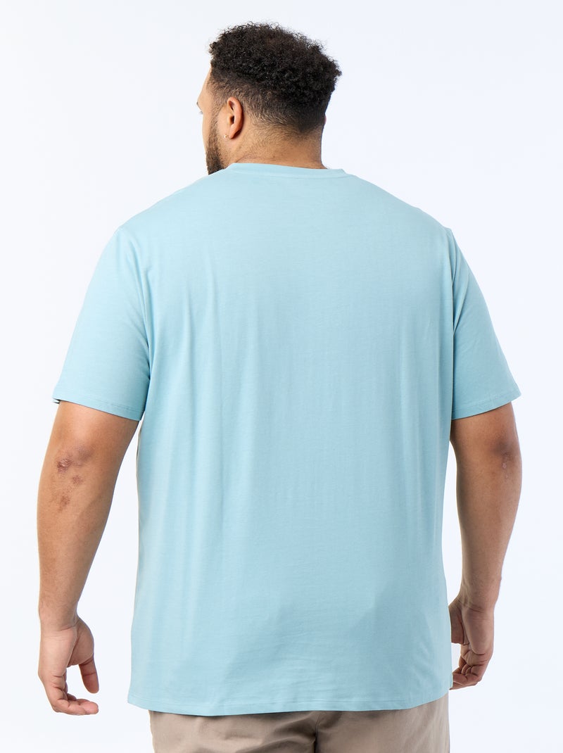 T-shirt van jerseytricot met korte mouwen Blauw - Kiabi