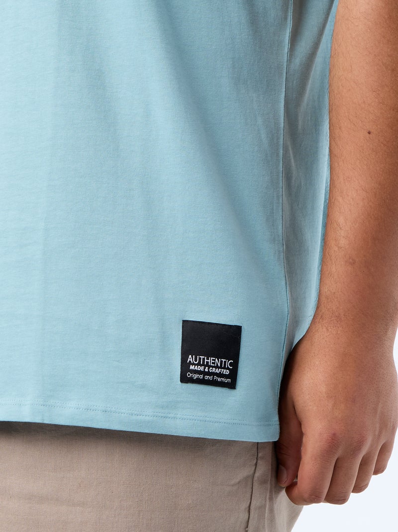 T-shirt van jerseytricot met korte mouwen Blauw - Kiabi