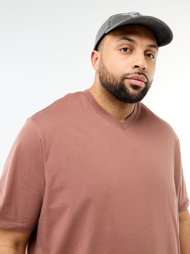 T-shirt van jerseytricot met korte mouwen Bruin - Kiabi