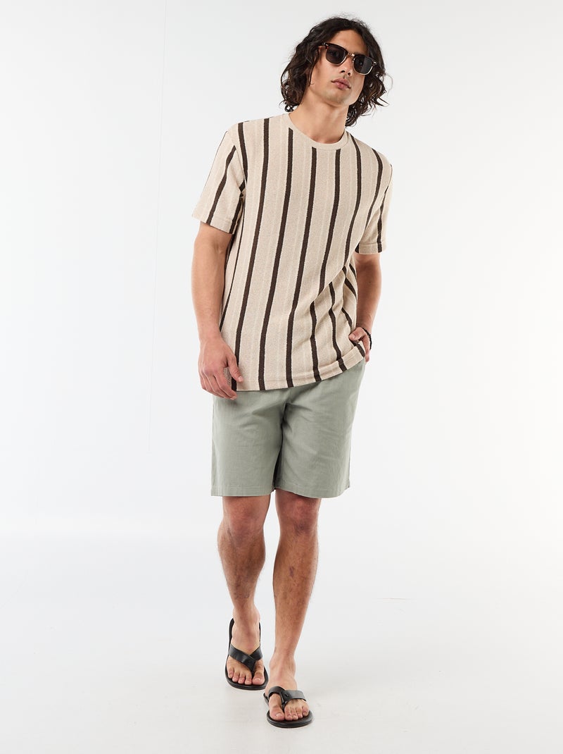 T-shirt van jerseytricot met korte mouwen Bruin - Kiabi