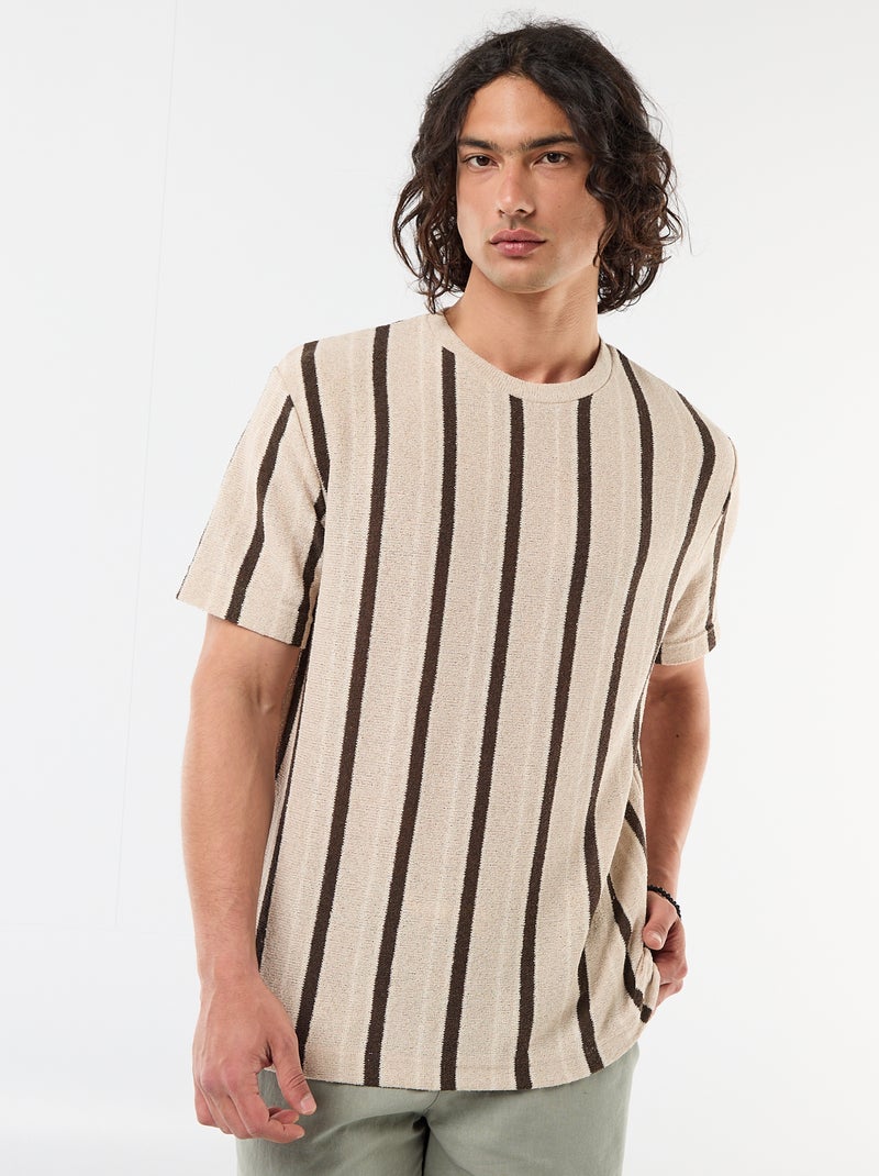 T-shirt van jerseytricot met korte mouwen Bruin - Kiabi