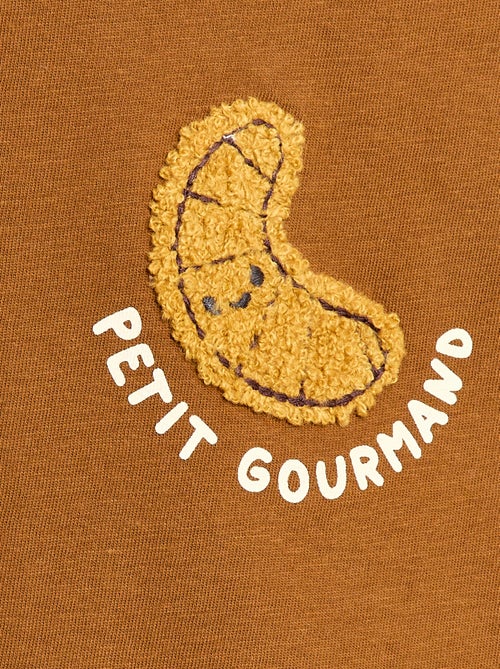 T-shirt van jerseytricot met korte mouwen en borstzak met print - Kiabi